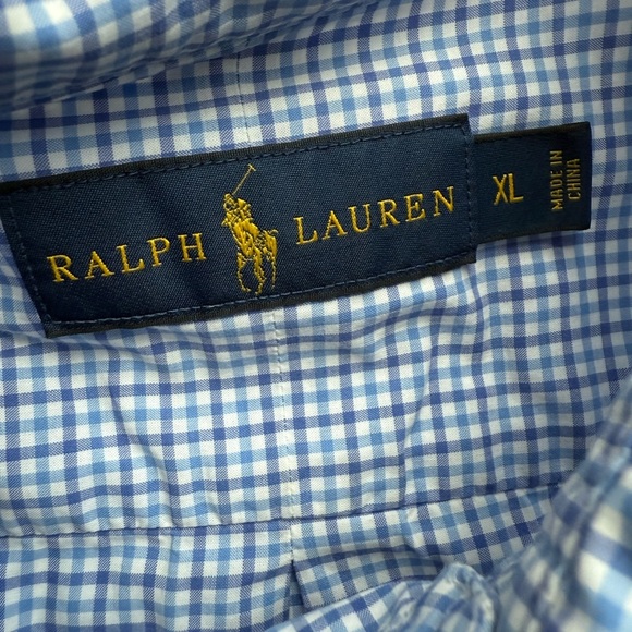 Polo Ralph Lauren Men’s Blue Gingham Check Button-Down Shirt - Picture 5 of 6